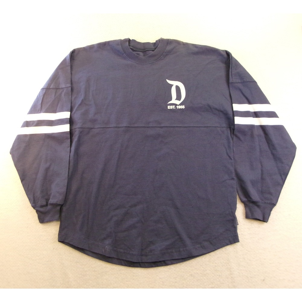 Disney Parks Womens‎ S Spirit Jersey Disneyland Resort Navy Blue Puff Print Logo